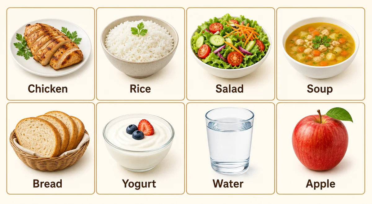 Healthy Lunch vocabulary picture grid